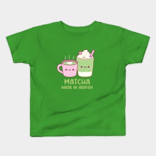 Cute Matcha Made In Heaven Tea Pun Kids T-Shirt